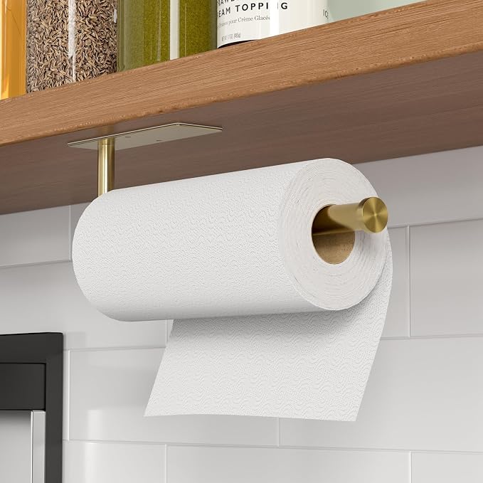 Paper Towel Holder Under Cabinet, Self-Adhesive, No Drilling, Stainless Steel - Image 2