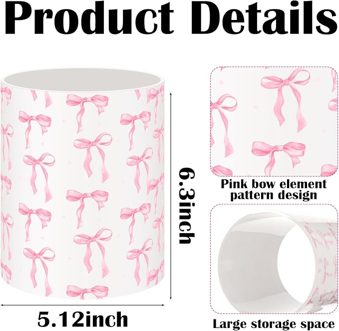 WILLBOND Pink Bow Utensil Holder Coquette Acrylic Kitchen Decor Cooking Utensil - Image 2