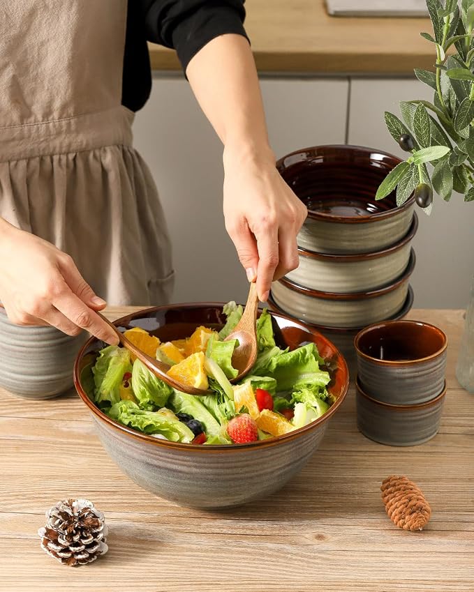 Hasense Serving Bowls, 84 Ounce Ceramic Serving Dishes - Image 2