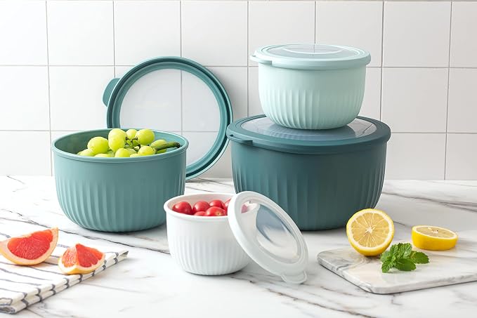 COOK WITH COLOR 4pc Plastic Mixing Bowl Set with Lids - Image 6