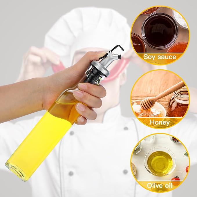 Hushee 12 Pcs Clear Glass Olive Oil Dispenser Bottles Sets Include 8oz Glass - Image 4