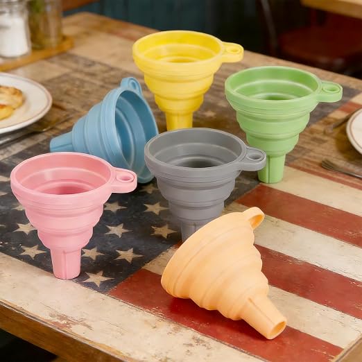 Douji 6PCS Silicone Collapsible Kitchen Funnel Set, Food Grade Silicone Funnels - Image 6