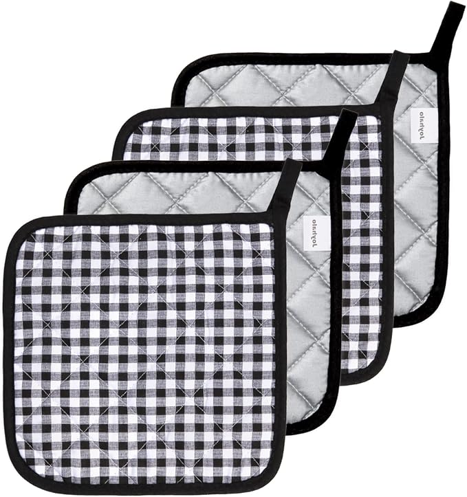 Joyhalo 4 Pack Pot Holders for Kitchen, Cotton Oven Holder by Joyhalo