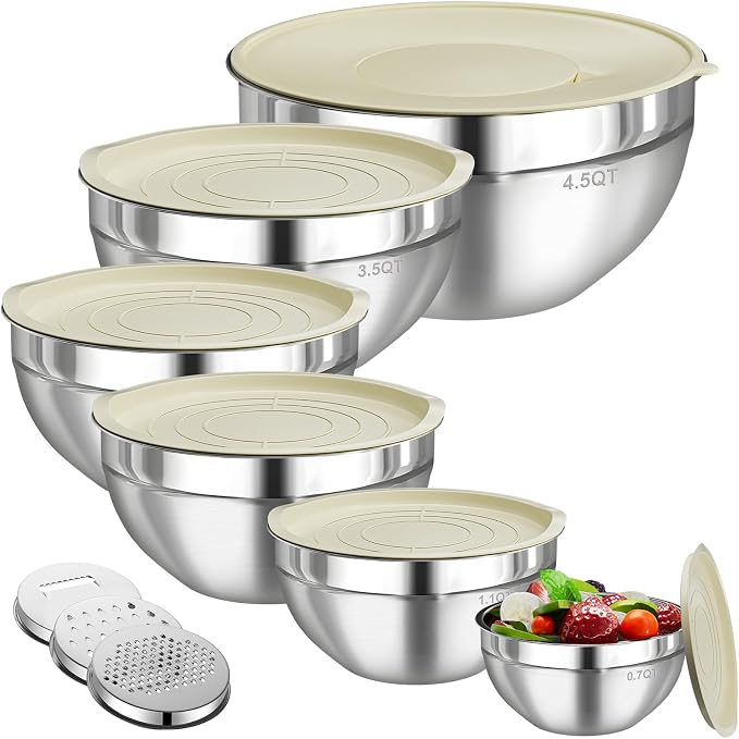 Mixing Bowls with Lids Set, Kitchen Food Storage Organizers Nesting Mixing Bowl by HelpYouSaveMoreSpace