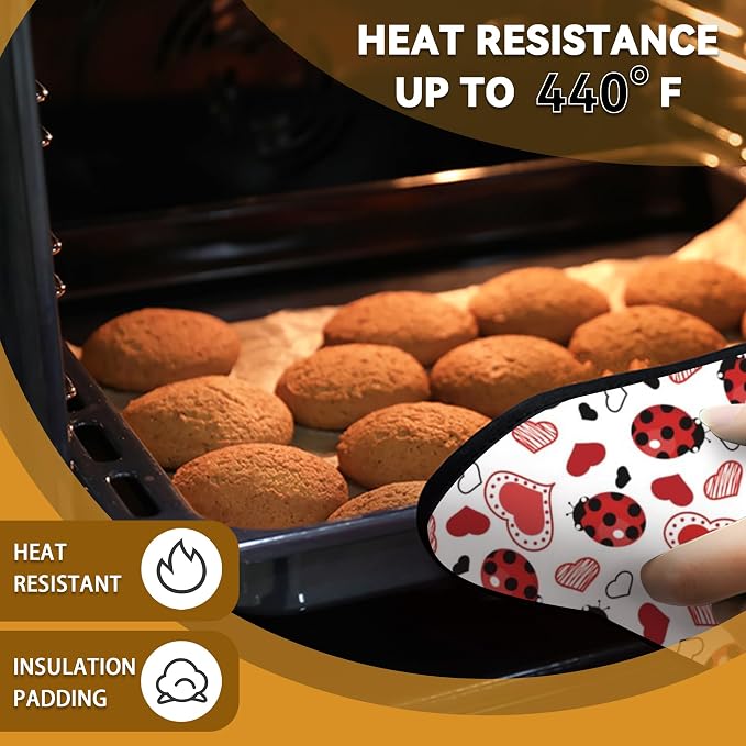 Ladybugs Hearts Pot Holder Set of 2, Heat Resistant Potholders Oven Hot Pads - Image 7