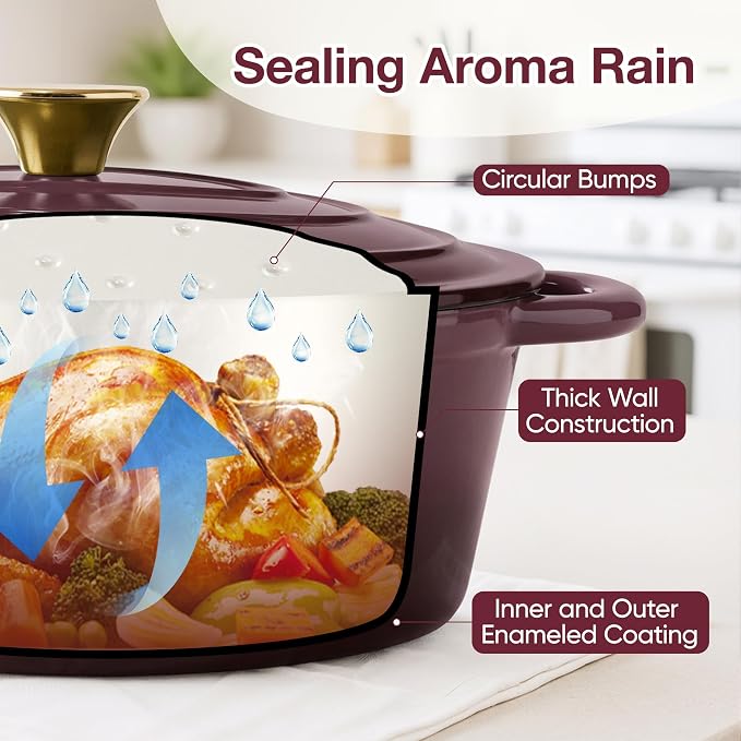 Oval Dutch Oven for Bread Baking, 4.5 Quart Non Stick Enameled Cast Iron Dutch - Image 5