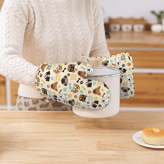 Cute Dog Oven Mitts and Pot Holders Set - Image 2