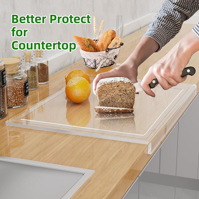 Acrylic Cutting Board with Juice Groove, Non Slip Clear Cutting Board with - Image 2
