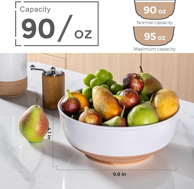 AmorArc 9.8’’ Extra Large Ceramic Salad Bowls, 90 OZ Serving Bowls Set of 2 - Image 2