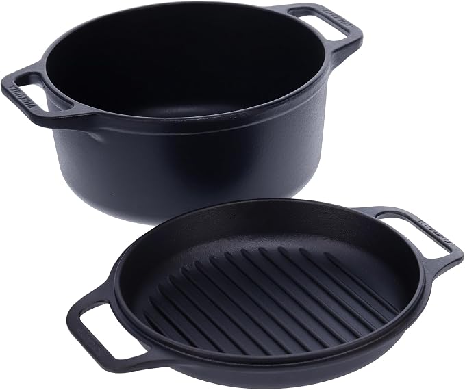 Victoria 6-Quart Cast Iron Combo Cooker, Combination Dutch Oven and Skillet - Image 9