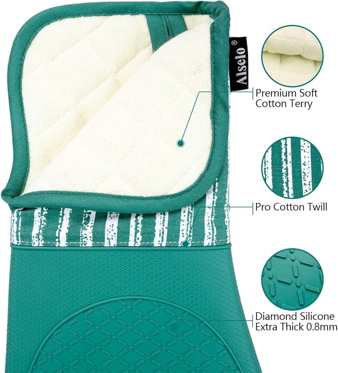 Alselo Silicone Oven Mitts Heat Resistant 932℉ - Image 3