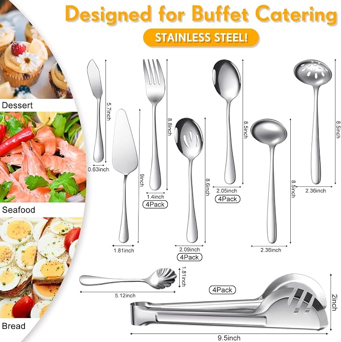 Patelai Serving Utensils Set Include Stainless Steel Large Spoons Slotted - Image 2