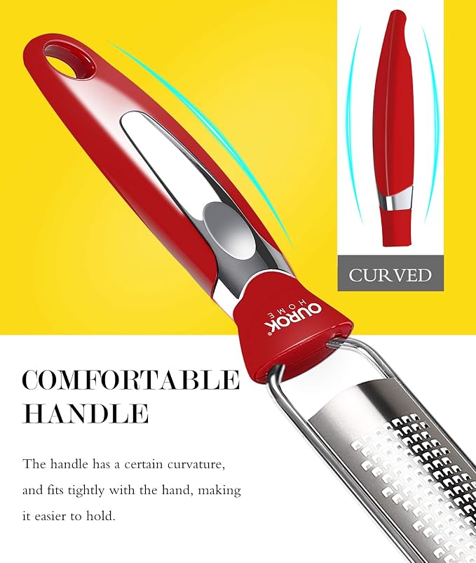 Ourokhome Kitchen Lemon Zester, Stainless Steel Hand Held Parmesan Cheese Grater - Image 2