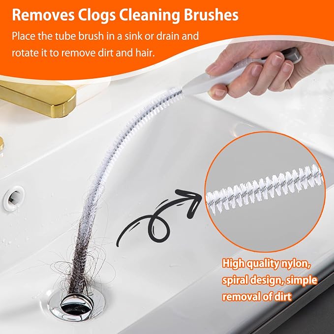 Upgraded Sink Drain Overflow Cleaning Brush, 23.6" Sewer Drain Brush, Bendable - Image 3