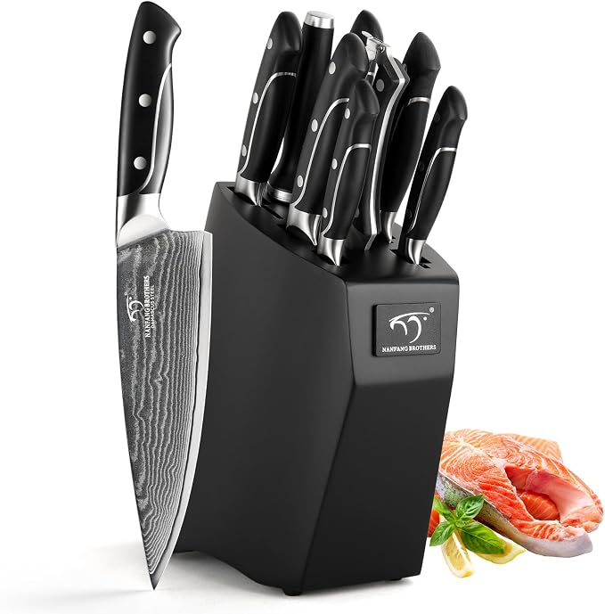 Damascus Kitchen Knife Sets, 9 Pieces Kitchen Knives Set by NANFANGBROTHERS