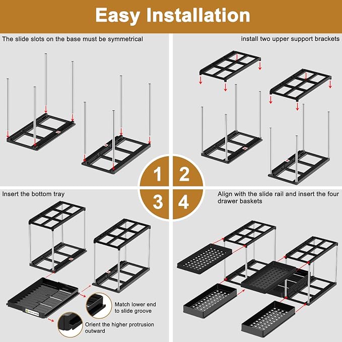 NIUXX Expandable Under Sink Organizer: 2 Tier Under Cabinet Organizer - Image 8