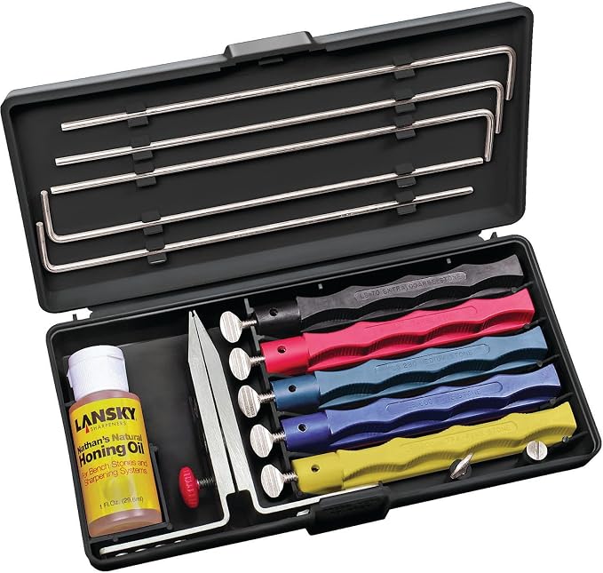 Lansky Deluxe Knife Sharpening System: 5-Stone Ceramic Knife Sharpener Kit by Lansky