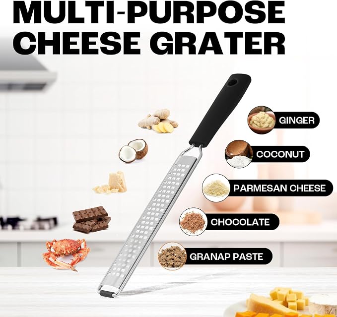 Zester Grater with Protective Cover – Fine Stainless Steel Lemon Zester cheese - Image 3