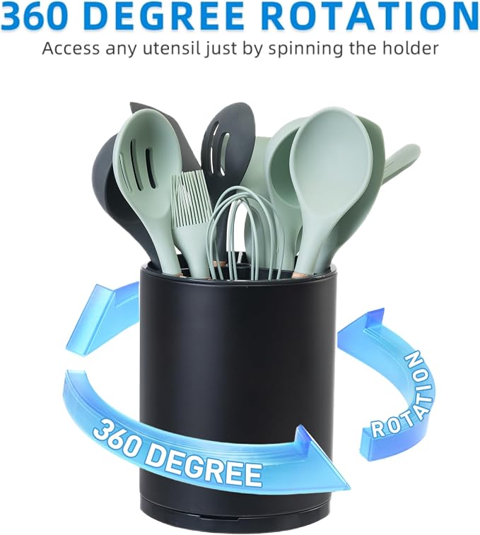 LIBODOUR Kitchen Utensil Holder Extra Large Rotating - Image 6