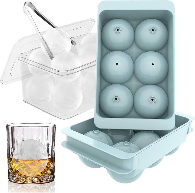 WIBIMEN Large Ice Cube Molds, Big Round Whiskey Ice Cube Trays by WIBIMEN