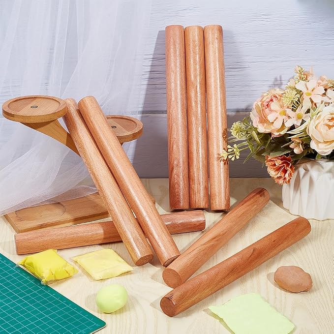 OLYCRAFT 8pcs Wood Rolling Pins 10 inch Clay Rolling Pins 1.1 inch Diameter - Image 5