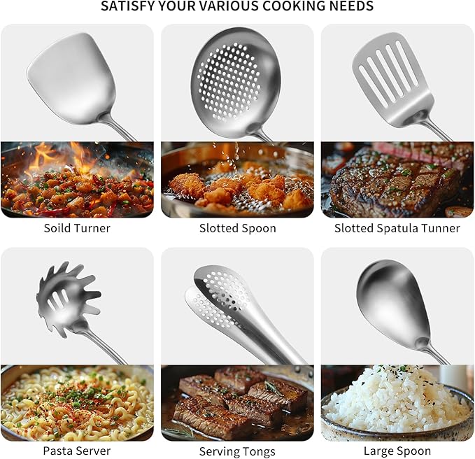 304 Stainlss Steel Kitchen Utensils Set, Pasta Server - Image 3