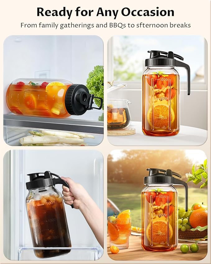 64 oz Mason Jar Pitcher – Airtight & Leakproof Glass Pitcher - Image 7