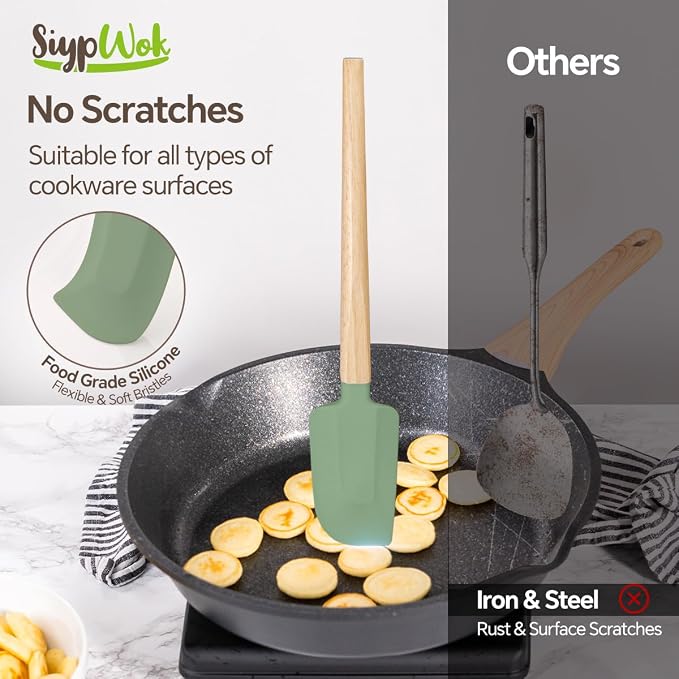 Silicone Spatula Set, Food Grade Rubber Spatula-4 Piece Nonstick Rubber Spatulas - Image 4
