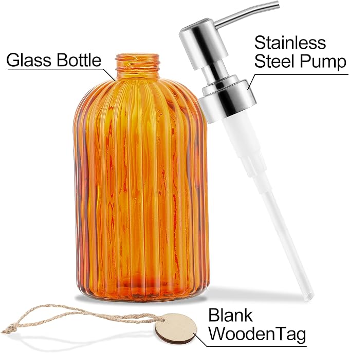 MOCLIF 16 OZ Soap Dispenser，Tempered Glass Clear Vertical Stripe - Image 3