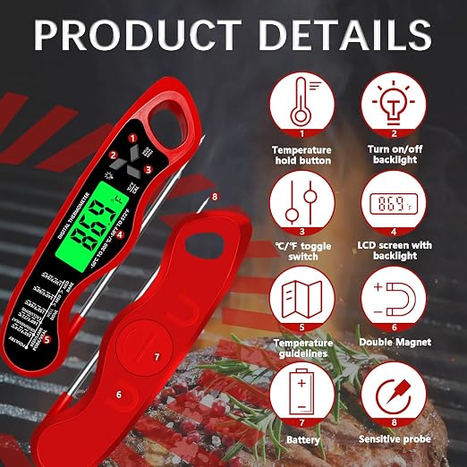 Meat Thermometer Digital，IP67 Waterproof Cooking Thermometer - Image 3