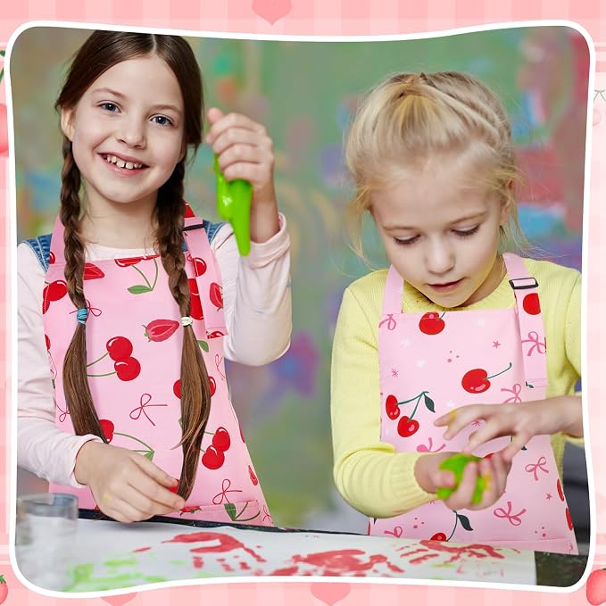 2 Pack Kids Apron, Cute Cooking Aprons, Waterproof Art Apron - Image 6