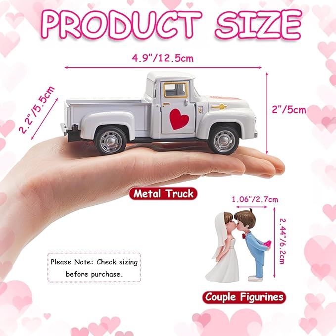 Valentines Day Decorations Farmhouse Vintage Mini Truck - Image 3