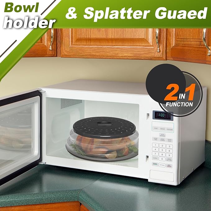 12" Microwave food Cover & Mat, Large Vented Collapsible Splatter Guard dish - Image 3