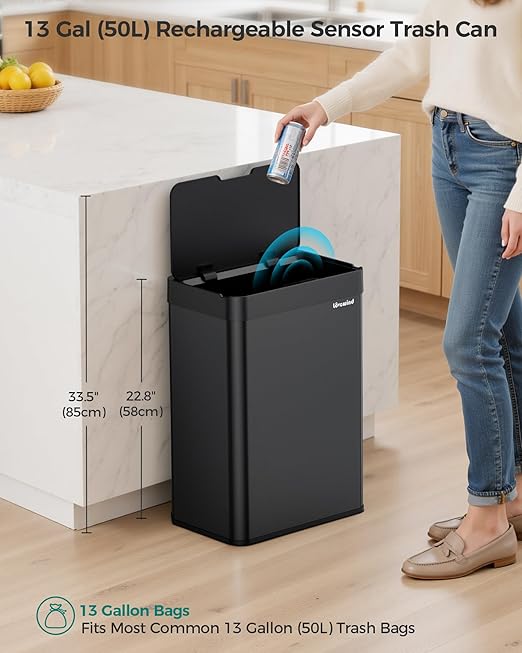 Kitchen Trash Can Touchless, 13 Gallon/50 Liter Stainless Steel Automatic - Image 2