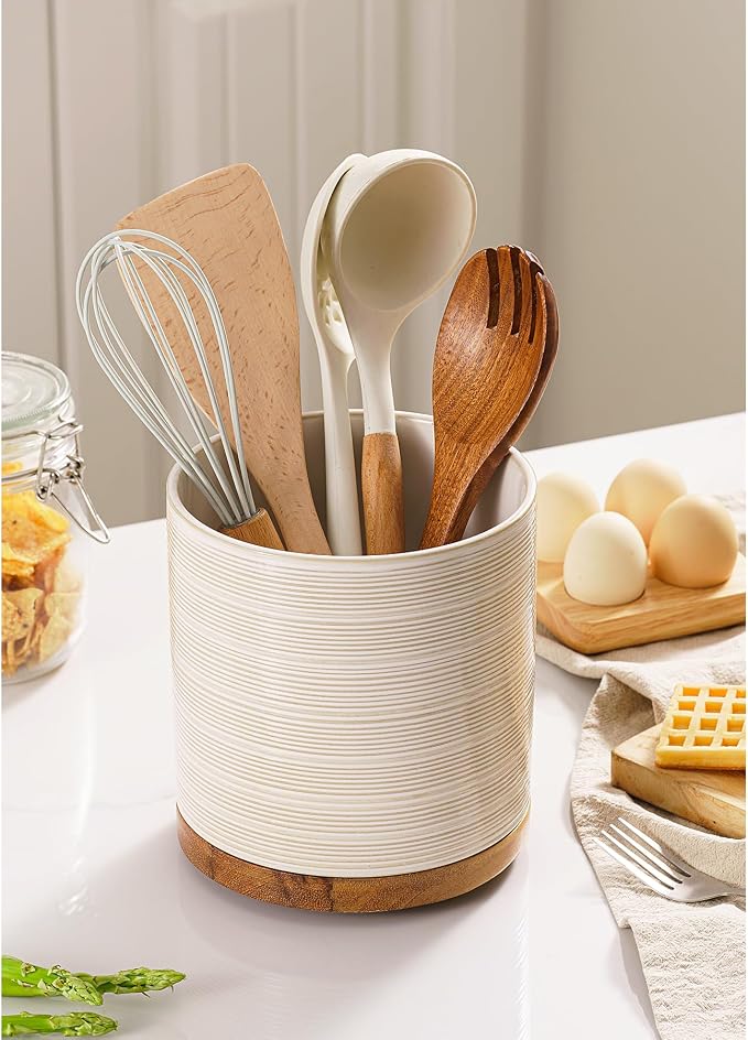 Utensil Holder, 360° Rotating Extra Large Ceramic Kitchen Utensil Holder - Image 3