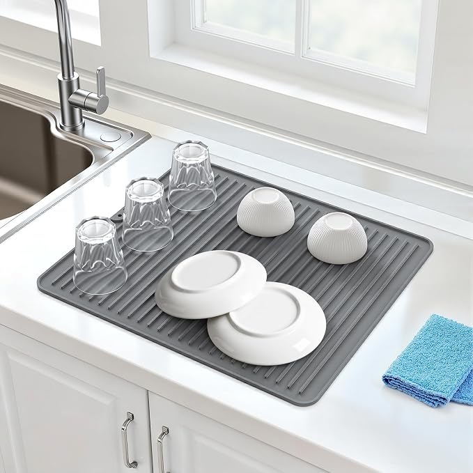 Songrey 18" x 16" Silicone Dish Drying Mat, Kitchen Counter Drying Pad - Image 3
