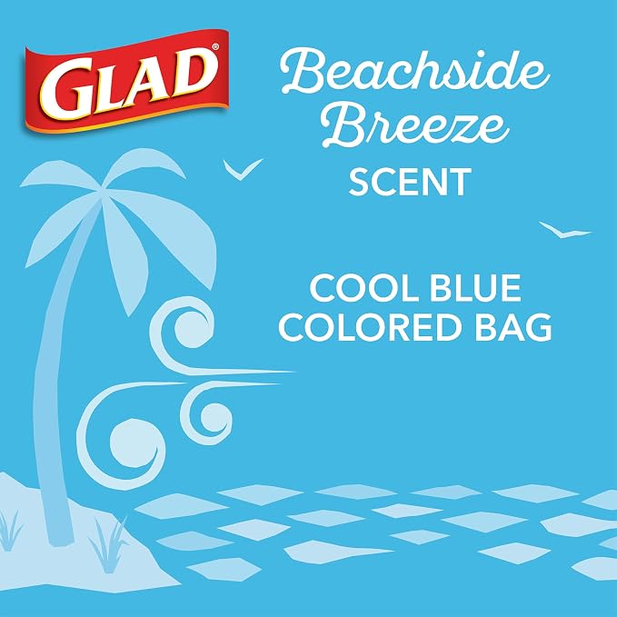 Glad Small Trash Bags 4 Gallon, Febreze Beachside Breeze Garbage Bags, Odor - Image 4