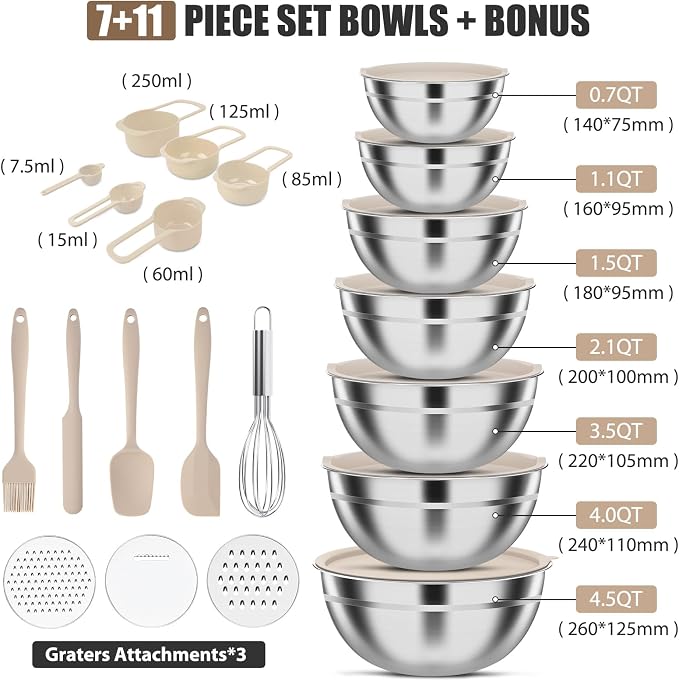 ENVTEK 7-Piece Stainless Steel Mixing Bowls Set - Image 3