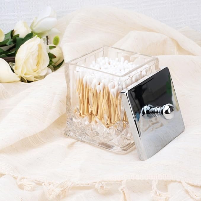 Qtip Holder, 15Oz Clear Glass Apothecary Jars - Image 2