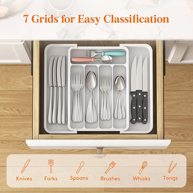 Lifewit Silverware Drawer Organizer, Expandable Utensil Tray - Image 3