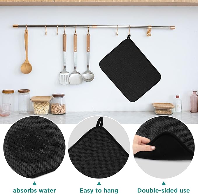 GeeRic Microfiber Dish Drying Mat, Super Absorbent Kitchen Dish Drying Pad - Image 4