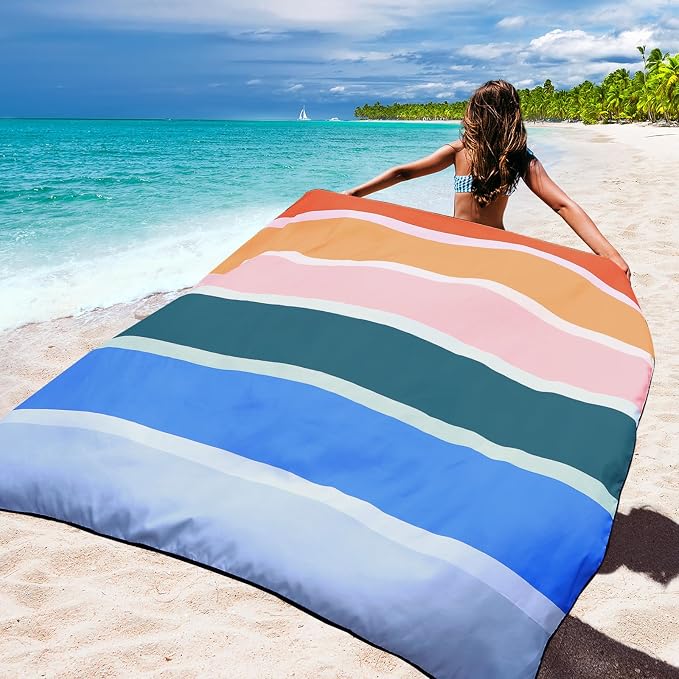 WIWIGO Beach Blanket Waterproof Sandproof Beach Mat 79" X 83"/10'x9'for 2-8 - Image 6