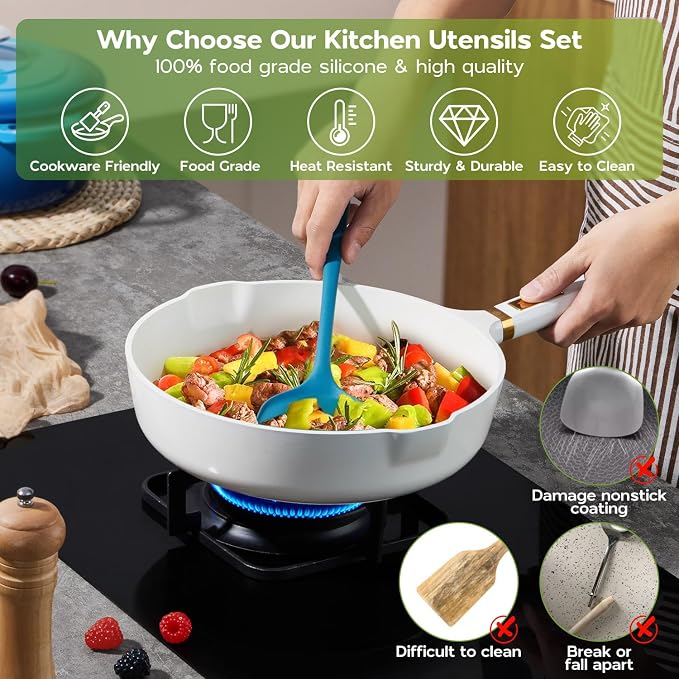 Onader Silicone Kitchen Utensils, Non Toxic Cooking Utensils Set - Image 4