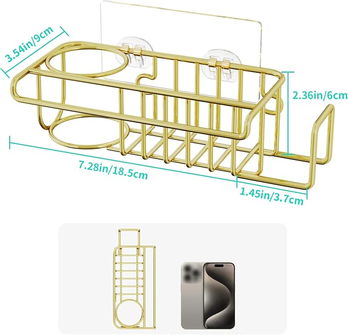 HapiRm Sponge Holder for Kitchen Sink, No Drill Kitchen Sink Caddy Organizer - Image 4