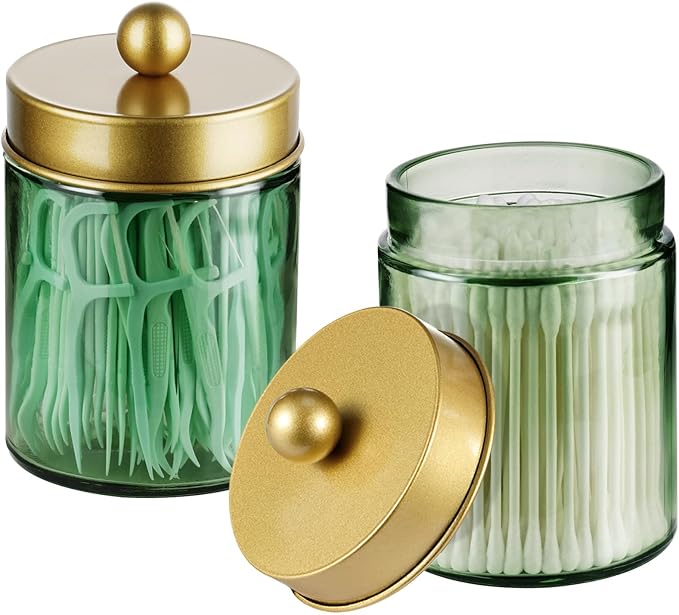 3 Pack Apothecary Jar Canisters Bathroom Vanity Organizer - Image 2