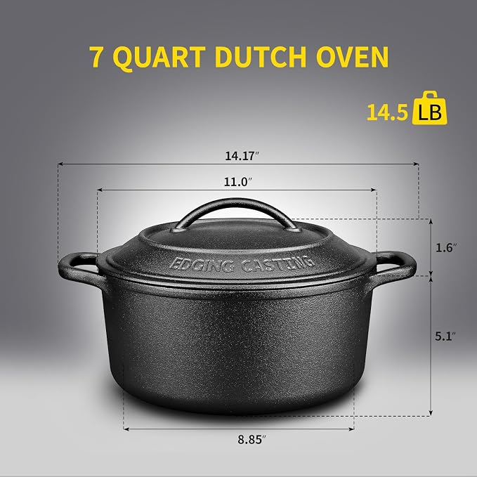 EDGING CASTING Pre-Seasoned Cast Iron Dutch Oven Pot - Image 3
