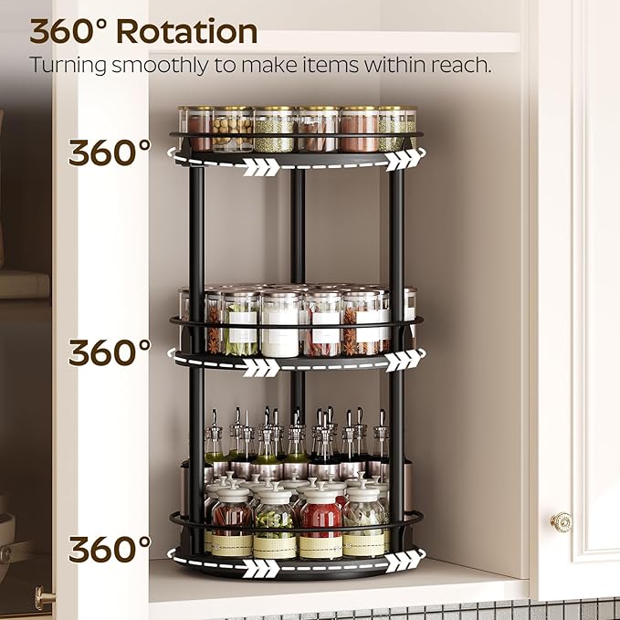 YATINEY 3-Tier Lazy Susan Organizer, Rotating Spice Rack, Spinning Organizer - Image 2