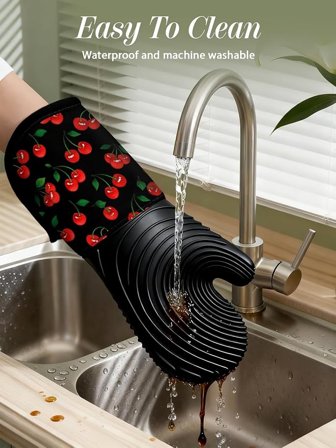Slohif Long Silicone Oven Mitts Heat Resistant - Image 4