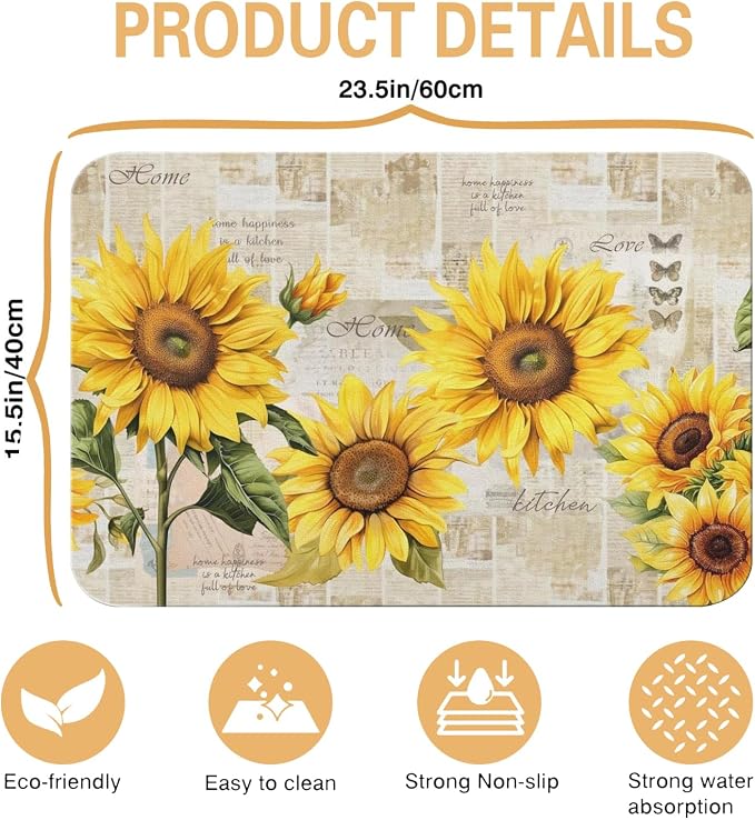 Kitchen Countertop Dish Drying Mat, Super Absorbent Coffee Bar Mat - Image 5
