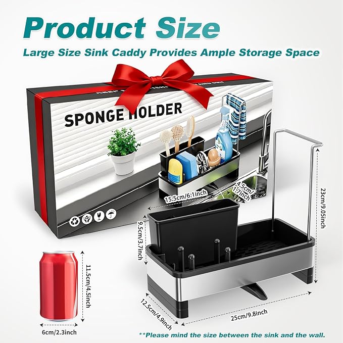 Ewaiira Stainless Steel Sink Caddy, Sponge Holder - Image 2